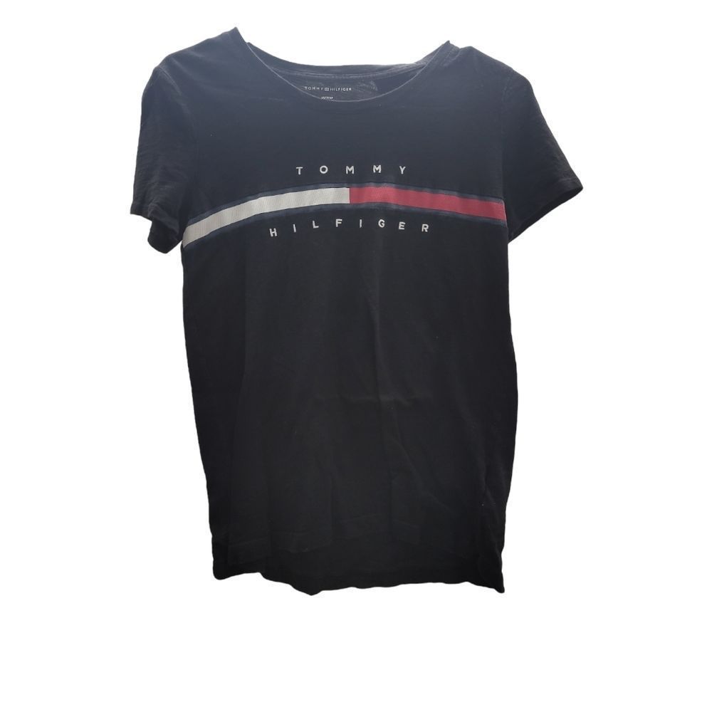 TOMMY HILFIGER Vintage 90s Black Logo Tshirt Size XS‎